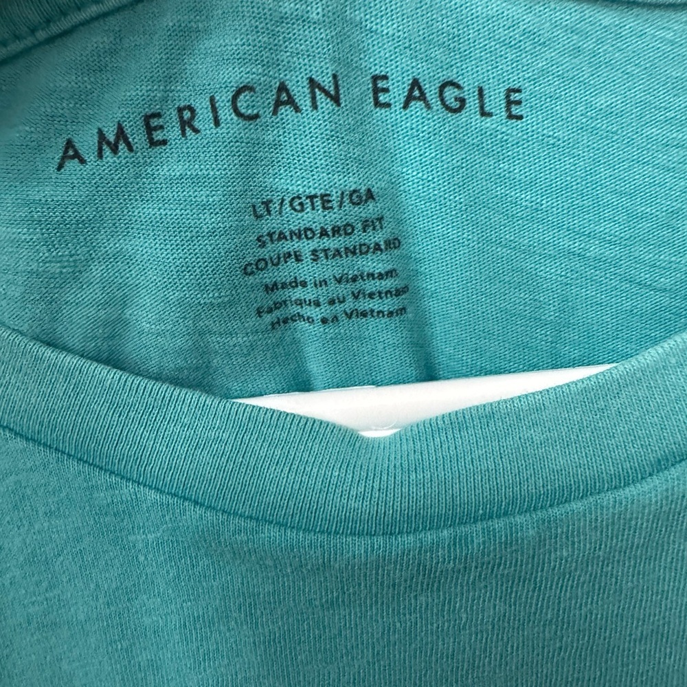 American Eagle Outfitters Men's Aqua Short Sleeve Tee Sz L tall - Picture 3 of 3